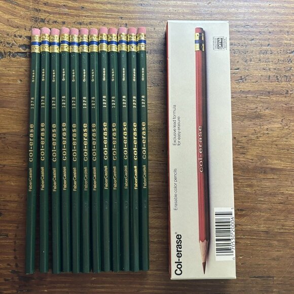 Faber Castel Col-Erase Green 1278 Colored Pencils 12 Per Pack NOS Made in USA - Picture 1 of 6